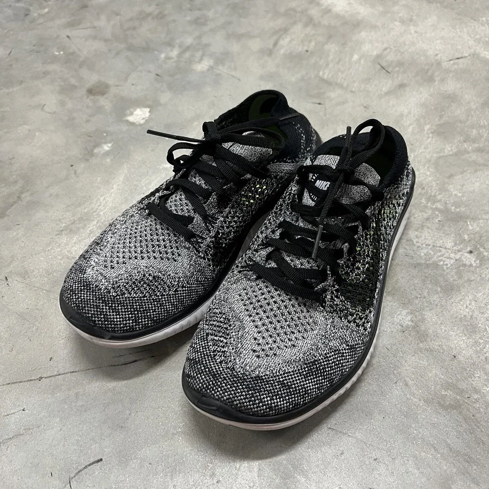 Nike Free RN Flyknit Oreo Black/White Running Shoes 942839-101 Women's Size 7